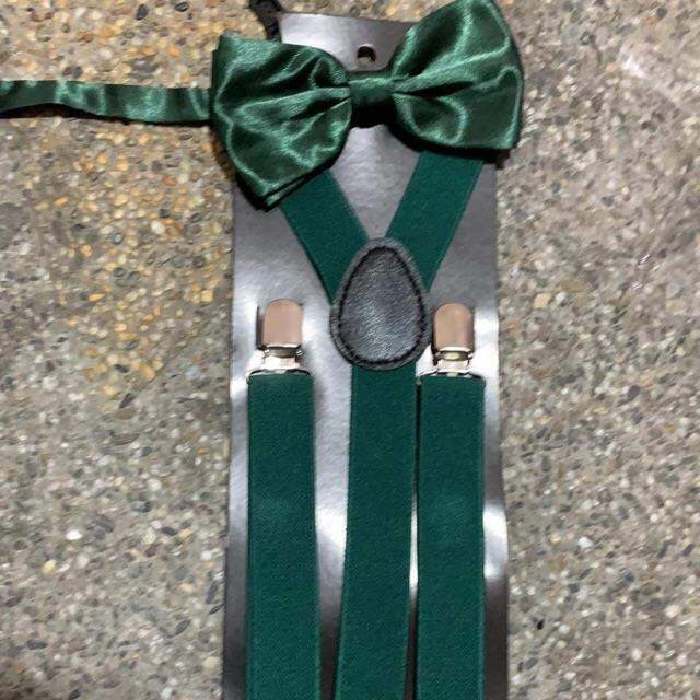 Emerald green suspender n bow tie for wedding kids adult Lazada PH