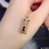 Fine Jewelry 925 Sterling Silver Inset With Natural Gemstone Women Popular Trendy Hourglass Garnet Pendant Necklace Support Dete