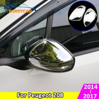 Xburstcar สำหรับ Peugeot 208 2014 - 2017 ABS ฝาครอบป้องกันกระจกมองหลังรถยนต์โครเมี่ยมกระจกมองหลังอุปกรณ์เสริมสติกเกอร์