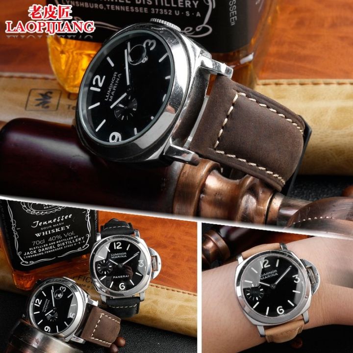 hot-sale-alternative-matte-leather-watch-strap-mens-handmade-pam111-441-crazy-horse-22mm