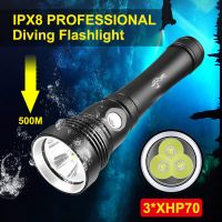 3 * XHP70ซูเปอร์ดำน้ำไฟฉายไฟใต้น้ำดำน้ำไฟฉาย9000Lumens ใต้น้ำไฟฉายสำหรับกิจกรรมดำน้ำ