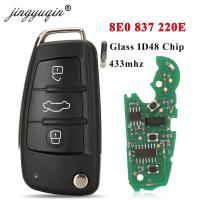 Jingyuqin การควบคุมกุญแจรถ ID48 433Mhz สำหรับ AUDI A4 S4 B7 Cabriolet Quattro Avant 2005-2008รีโมกุญแจแบบพลิก Fob 8E0837220E /Q/k