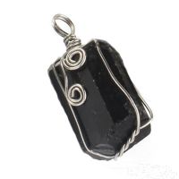 KFT Natural Irregular Black Tourmaline Reiki Raw Chakra Healing Crystal Energy Stone Pendant Wire Wrapped Jewelry