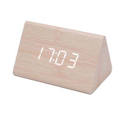 Digital Clock LED Wooden Alarm Clock Table Sound Control Electronic Clocks Desktop Home Table Decor