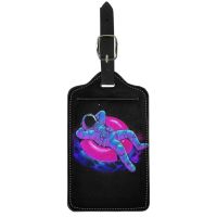 【DT】 hot  Twoheartsgirl Space Astronaut Luggage Tag PU Suitcase Identifier Women Men Travel Accessory Baggage Boarding Tags Portable Label