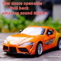 131 Toyoto Supra Alloy กีฬารถรุ่น Diecast ของเล่นสองประตูเปิดได้ Sound Light Collection Model
