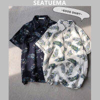 เสื้อเชิ้ตลายดอก SEATUEMA เสื้อแขนสั้นเสื้อเก๋ไก๋ผู้ชายและผู้หญิงสไตล์เกาหลีฉบับภาษาเกาหลีเสื้ออินเทรนด์และโบราณ