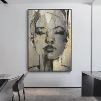 Sexy Women Face Golden Nude Figure Posters Canvas Painting Wall Art Pictures Posters and Prints Wall Decoration for Living Room