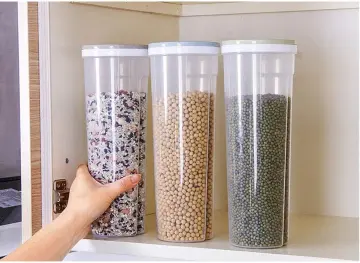 1pc Plastic Storage Container With Dividers For Grains And Cereals, Kitchen  Food Sealed Organizer Box For Beans