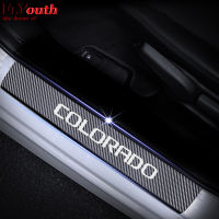 For Chevrolet COLORADO 4Pcs Carbon Fober Car Door Threshold Plate Door Sill Step Protector Scuff Plate Sticker Auto Accessory