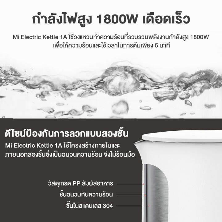 xiaomi-electric-kettle-1a-2-1-5l-กาต้มน้ำไฟฟ้า-กาน้ำร้อนไฟฟ้า-กาต้มน้ำร้อน-กาน้ำร้อน-กาต้มน้ำ-ภายใน-5-นาที-ความจุ-1-5-ลิตร