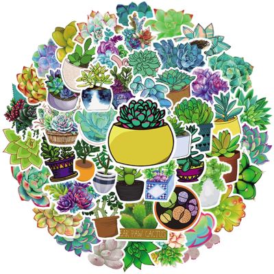 ▩ 10/30/50pcs Cute Green Potted Succulents Plant Stickers Laptop Phone Diary Scrapbook Decorative Stationery Sticker Decal Kid Toy