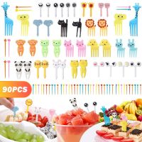 90 Pcs Food Fruit Fork Picks for Kids Cute Animals Bento Box Decor Forks Cake Little Forks Dessert Forks Mini Cartoon Toothpick