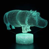Nighdn Hippo 3D Night Light โคมไฟ USB 3d Visual Light Led ของขวัญห้องนอนเด็กบรรยากาศ Rhino ตารางโคมไฟเด็กข้างเตียง Lights