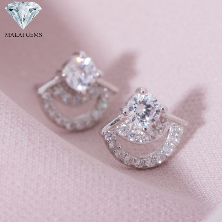 malai-gems-ต่างหูเพชร-เงินแท้-silver-925-เพชรสวิส-cz-เคลือบทองคำขาว-รุ่น-075-1ea770-แถมกล่อง-ต่างหูcz-ต่างหูเงินแท้-ต่าง