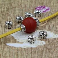 30pcs/lot Antique Silver Color Flower Wheel Loose Beads 7x5mm Handmade Braided Bracelets Spacer Beads DIY Jewelry Accessories Headbands