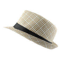 [FLB] Trendy Unisex Side Fedora Trilby Gangster Cap For Women men Summer Beach Sun Straw Panama Hat Men Fashion lattice Hats