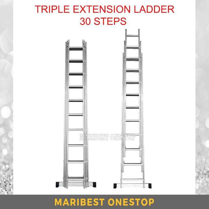 30 Steps Aluminium Triple Extension Ladder | Lazada
