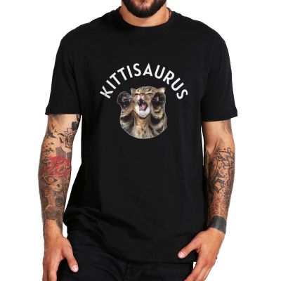 Kittisaurus Cute T Shirt Funny Cat Lovers Classic Tee Tops Korean Youtuber Fans Kawaii Tshirt For Men 100% Cotton