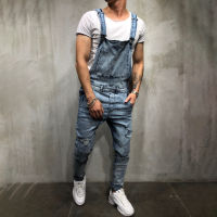 2021 Fashion Mens Ripped Jeans Jumpsuits Ankle Length Letter Printing Distressed Denim Bib Overalls For Men Suspender Pants