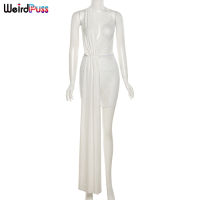 Weird Puss Summer Party Shiny Sexy Dress Prom Sleeveless Asymmetric Mesh Trend Backless Bodycon Long Tassel Wedding Clubwear