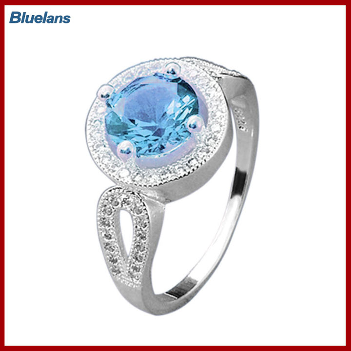 Bluelans®ของขวัญเครื่องประดับแหวนใส่นิ้วแต่งงานแบบฝังเพชรสังเคราะห์แฟชั่นสำหรับผู้หญิง