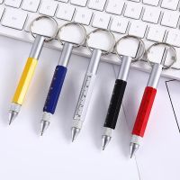 Multifunction Tool Pen Six-in-One Refill Pen Rotating Metal Pen Screwdriver Touch Screen Carabiner Scale Ballpoint Pen Keychain