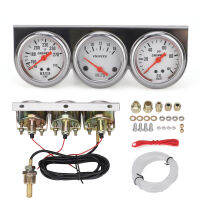 Universal 2 "52Mm Triple Gauge Set เครื่องวัดความดันน้ำมัน Volt Meter อุณหภูมิน้ำ Mechanical 12V 3in1 Chrome แผง YC101373