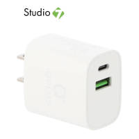 อะแดปเตอร์ QPLUS Wall USB Charger 1 USB-A (QC3.0A) / 1 USB-C (PD18W) TG06 White by Studio7