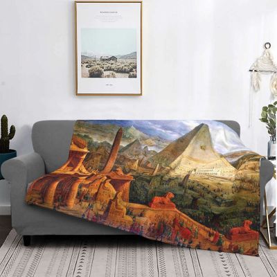 Ancient Egyptian Civilization Blanket Flannel Printed Pyramid African Lightweight Throw Blanket for Bed Travel Bedspread