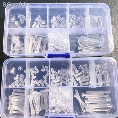 Transparent Pan Head Screw 160Pcs/Sets M3 Acrylic Clear Plastic Nylon M3 Round Phillips Head Screw Bolt with Nut