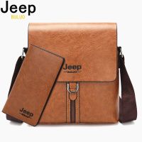 2023 JEEP BULUO กระเป๋าคนส่งเอกสารคาดลำตัวหนังพียูคุณภาพสูงสำหรับผู้ชาย Ipad สะพายผู้ชายชื่อดังกระเป๋าโท้ทกระเป๋าธุรกิจสบายๆ