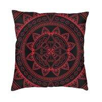 xzx180305   สีแดงสดใส Warm Mandala หมอนของตกแต่งเคส3D สองด้าน Boho ปลอกหมอนสำหรับรถยนต์