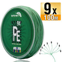 Biteme 9X 100เมตรPEถักเอ็นตกปลา9เส้น10-120LBสายตกปากหลายเส้นเอ็นตกปลาPEสาย