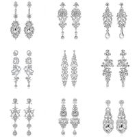 Elegent Crystal Long Drop Earrings for Women Wedding Dangle Earrings Party Fashion Jewelry Accessories Gift