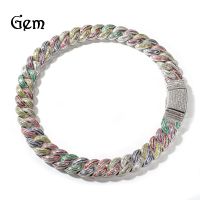 [COD] Hip-hop ancient cute new product 20mm colorful luminous Cuban chain high-end copper inlaid zircon niche wholesale