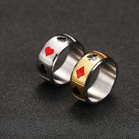 Personality Stainless Steel Poker Rings for Men Motorcycle Party Punk Hip Hop Rotatable Finger Ring Steel Jewelry Accessories