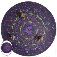 Perfeclan Round Embroidered Velvet Flannel Altar Tarot Table Cloth Tapestry Astrology Witch Card Games Constellations Tablecloth Purple 8.66