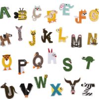 Cute Animal Letter Patches for Clothing ABC DEF OPQ RST UVW XYZ Embroidery Iron on Alphabet Kids Name Badge Patches Accessories Haberdashery