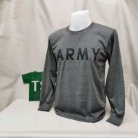 เสื้อยืดแขนยาวสีพื้นสกรีน ARMY สีเทาเข้ม สีเทาอ่อน และ สีเขียว [สินค้าพร้อมส่ง]