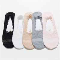 Summer Womens Socks Lace Silica Lace Boat Socks Invisible Cotton Sole Non-slip Slippers Anti-Slip Solid Short Cute Sock 3 Pairs Socks Tights