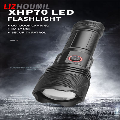 LIZHOUMIL Xhp70 Outdoor Flashlight 4 Levels Zoomable Super Bright Type-c Fast Charge Torch With Power Indicator