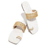 Hot sell 2023 Summer Women Shoes Slides Chain Decorative Flip Flops Outdoor Sexy Casual Sandals Ladies Square Heel Slippers Plus Size 43