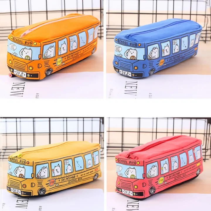 creative-lovely-bus-shape-pen-bag-multifunction-stationery-pen-pencil-case-for-school-students-canvas-makeup-cosmetic-bag-case