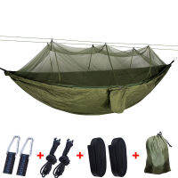 2021Camping Portable Outdoor Hammock with Mosquito Net 1-2 Person Garden Tourist Parachute Fabric Hanging Strength Sleep Swing Bed