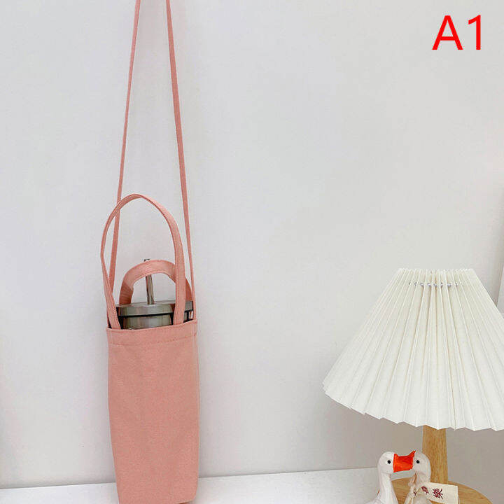 Yalil Pure Color Water Bottle Storage Bag Canvas Portable Water Bottle