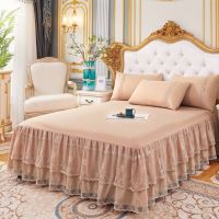 Lace Bed Skirt Luxury Princess Girl Bedspread Queen King Size Spring Fitted Sheets Bed Mattress Cover Retro Bedding with Skirt