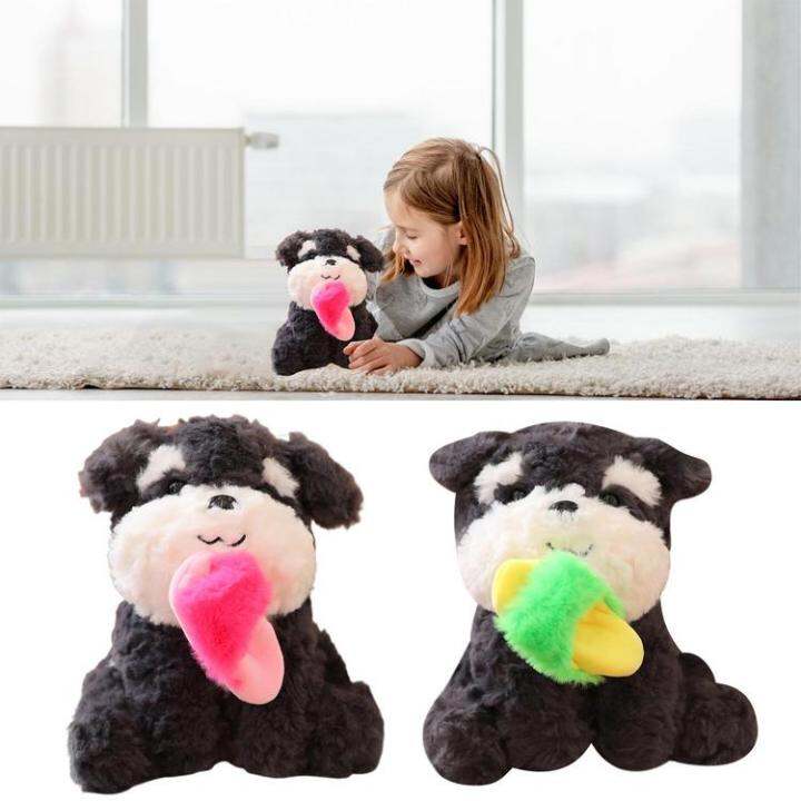 plush-dog-doll-biting-a-shoe-dog-themed-decor-dog-plushies-for-kids-mini-stuffed-animals-squatting-with-cute-expression-for-women-men-room-home-sensible