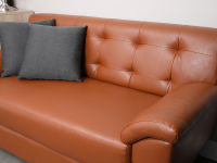 WINNER FURNITURE HUNS PVC 2 SEATER SOFA - BROWN โซฟาหนัง โซฟาคอนโด โซฟาสไตล์ญี่ปุ่น โซฟาน่ารัก