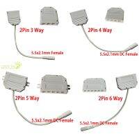 [L.W.F2022] รุตกล่องแยกสัญญาณ3/4/5/6 Way 2Pin กล่องจำหน่าย DuPont พร้อมตัวเชื่อมต่อ5.5X2.1 DC สำหรับไฟ LED สีเดียวรวมสายเคเบิล2M 22AWG